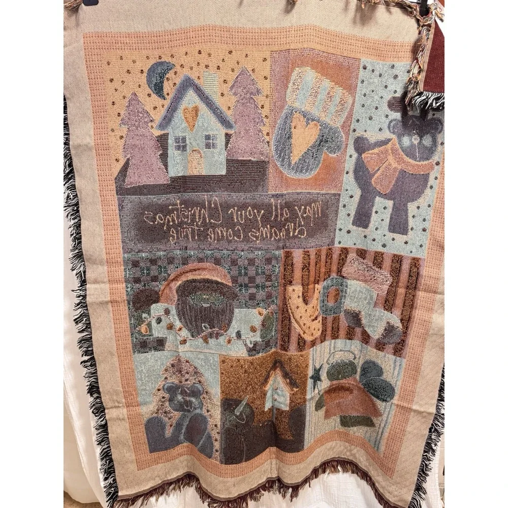 Christmas Tapestry Throw Blanket May All Your Christmas Dreams Come‎ True Santa